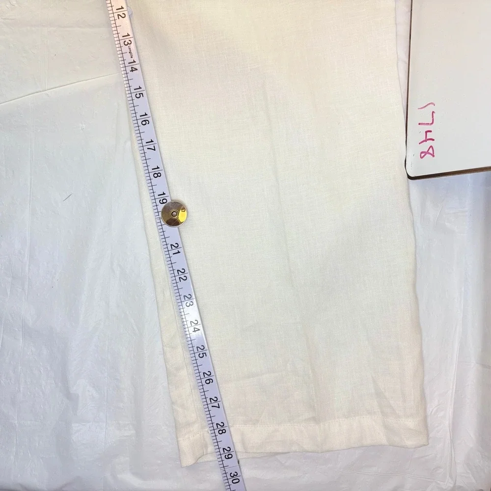 Tasso Elba Island Mens 38x30 White 100% Linen Drawstring Straight Leg Pants
